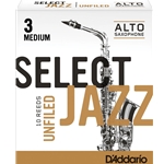 D'Addario RRS10ASX3M Select Jazz Unfiled Reeds - Alto Saxophone - size 3M - box of 10