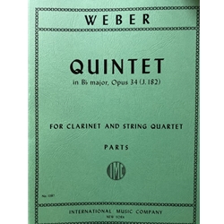 Weber, Carl Maria von (1786-1826) Quintet in B♭ major, Op. 34
 for Clarinet in B♭ & String Quartet