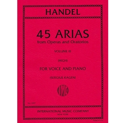 International Music Company IM1697 Handel - 45 Arias from Operas and Oratorios - Vol. III - for Voice and Piano (High)