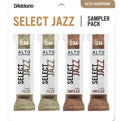 D'Addario DSJJ2M Select Jazz Reeds Sampler Pack - Alto Saxophone - size 2M - pack of 4